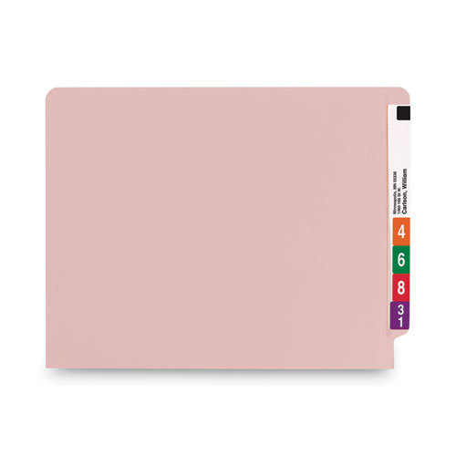 Picture of Shelf-Master Reinforced End Tab Colored Folders, Straight Tabs, Letter Size, 0.75" Expansion, Pink, 100/Box