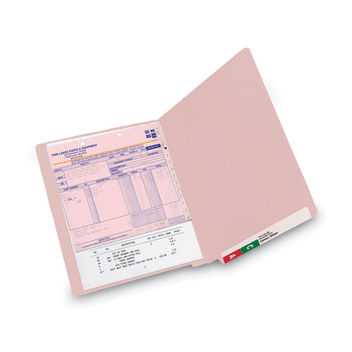 Picture of Shelf-Master Reinforced End Tab Colored Folders, Straight Tabs, Letter Size, 0.75" Expansion, Pink, 100/Box