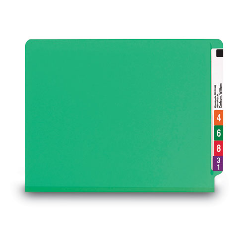 Picture of Colored End Tab Classification Folders with Dividers, 2" Expansion, 2 Dividers, 6 Fasteners, Letter Size, Green, 10/Box