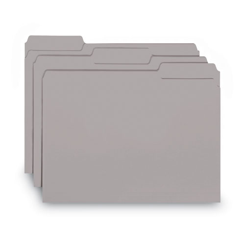 Picture of Interior File Folders, 1/3-Cut Tabs: Assorted, Letter Size, 0.75" Expansion, Gray, 100/Box