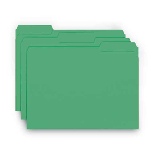 Picture of Interior File Folders, 1/3-Cut Tabs: Assorted, Letter Size, 0.75" Expansion, Green, 100/Box