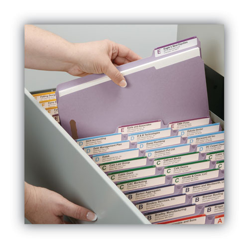 Picture of Top Tab Colored Fastener Folders, 0.75" Expansion, 2 Fasteners, Letter Size, Lavender Exterior, 50/Box