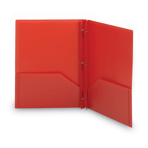 Picture of Poly Two-Pocket Folder with Fasteners, 180-Sheet Capacity, 11 x 8.5, Red, 25/Box