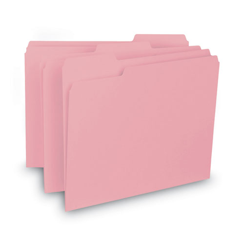 Picture of Interior File Folders, 1/3-Cut Tabs: Assorted, Letter Size, 0.75" Expansion, Pink, 100/Box