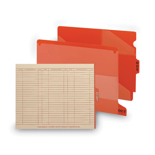 Picture of End Tab Poly Out Guides, Two-Pocket Style, 1/3-Cut End Tab, Out, 8.5 x 11, Red, 50/Box