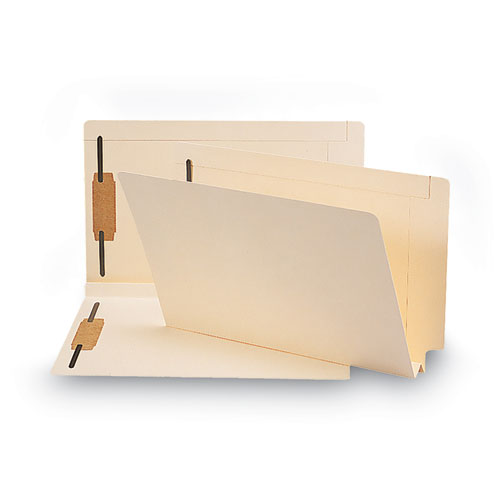 Picture of End Tab W-Fold Fastener Folders with Reinforced Tabs, 1.5" Expansion, 2 Fasteners, Legal Size, Manila, 50/Box