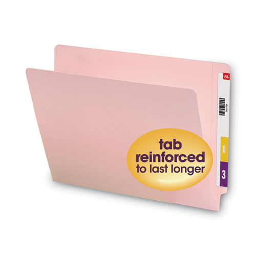 Picture of Shelf-Master Reinforced End Tab Colored Folders, Straight Tabs, Letter Size, 0.75" Expansion, Pink, 100/Box