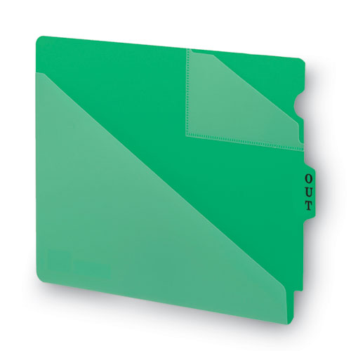 Picture of End Tab Poly Out Guides, Two-Pocket Style, 1/3-Cut End Tab, Out, 8.5 x 11, Green, 50/Box