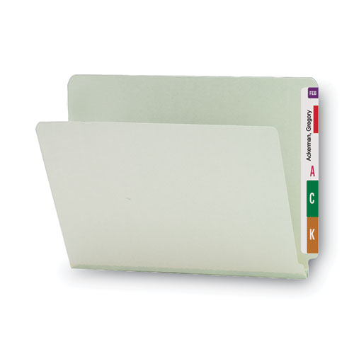 Picture of Extra-Heavy Recycled Pressboard End Tab Folders, Straight Tabs, Letter Size, 1" Expansion, Gray-Green, 25/Box