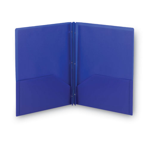 Picture of Poly Two-Pocket Folder with Fasteners, 180-Sheet Capacity, 11 x 8.5, Blue, 25/Box