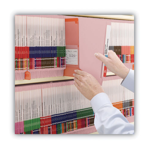 Picture of Shelf-Master Reinforced End Tab Colored Folders, Straight Tabs, Letter Size, 0.75" Expansion, Pink, 100/Box