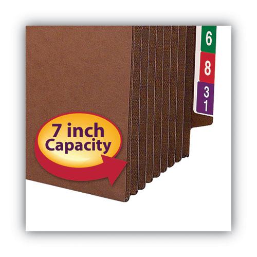 Picture of Heavy-Duty Redrope End Tab TUFF Pockets, 7" Expansion, Letter Size, Redrope, 5/Box