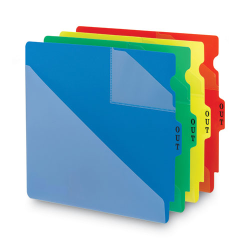 Picture of End Tab Poly Out Guides, Two-Pocket Style, 1/3-Cut End Tab, Out, 8.5 x 11, Red, 50/Box