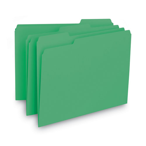 Picture of Interior File Folders, 1/3-Cut Tabs: Assorted, Letter Size, 0.75" Expansion, Green, 100/Box