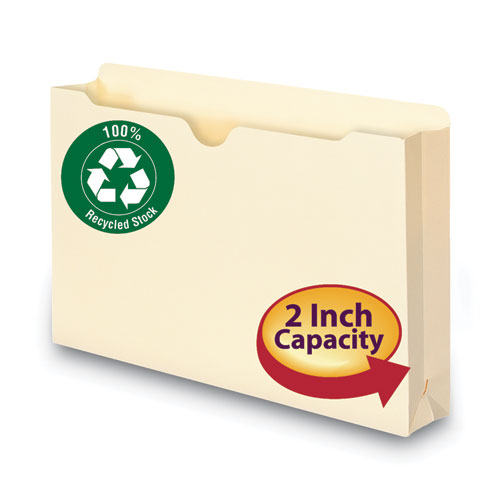 Picture of 100% Recycled Top Tab File Jackets, Straight Tab, Legal Size, Manila, 50/Box