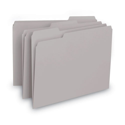 Picture of Interior File Folders, 1/3-Cut Tabs: Assorted, Letter Size, 0.75" Expansion, Gray, 100/Box