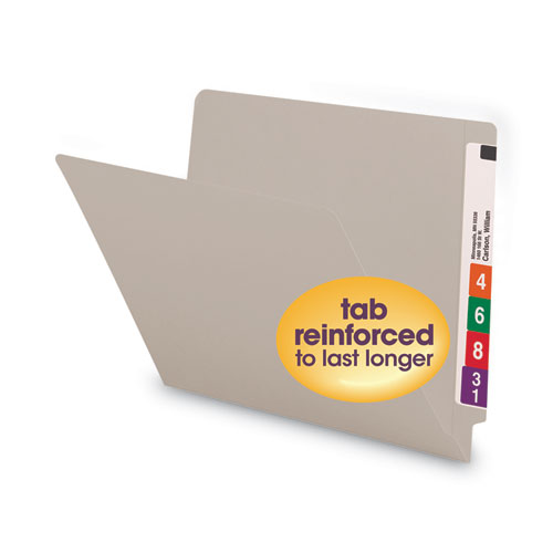 Picture of Shelf-Master Reinforced End Tab Colored Folders, Straight Tabs, Letter Size, 0.75" Expansion, Gray, 100/Box