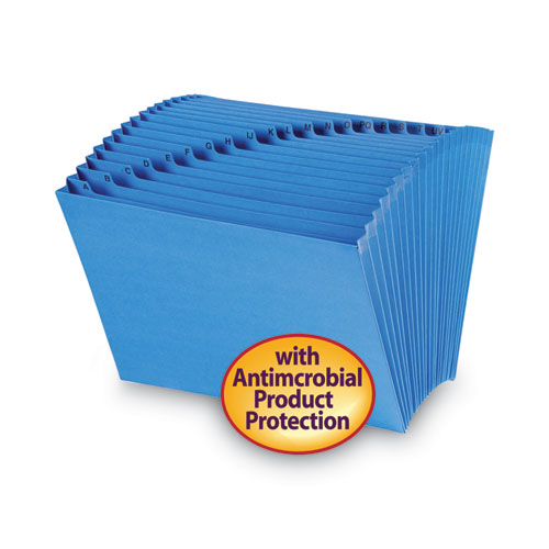 Picture of Open Top A-Z Expanding File with Antimicrobial Product Protection, 21 Sections, 1/21-Cut Tab, Letter Size, Blue