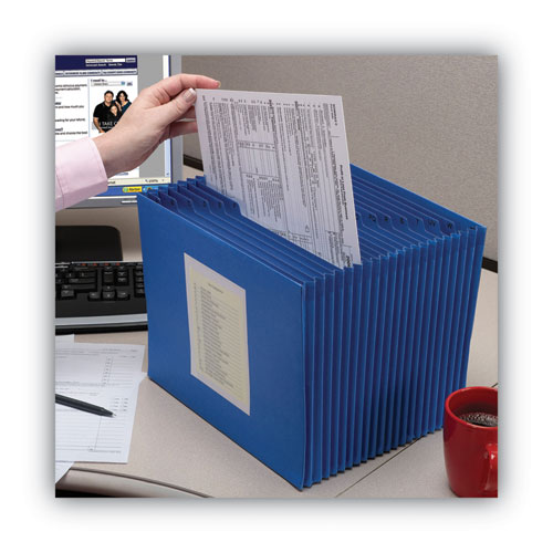 Picture of Open Top A-Z Expanding File with Antimicrobial Product Protection, 21 Sections, 1/21-Cut Tab, Letter Size, Blue