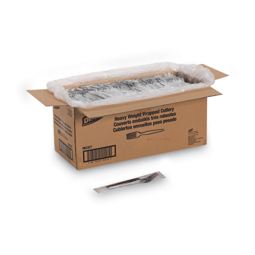Picture of Individually Wrapped Heavyweight Forks, Polystyrene, Black, 1,000/Carton