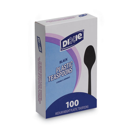 Picture of Plastic Cutlery, Heavy Mediumweight Teaspoons, Black, 100/Box