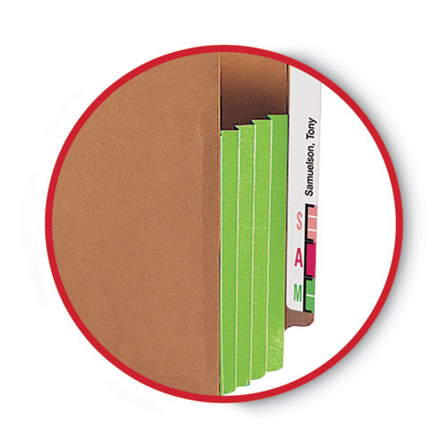 Picture of Redrope Drop-Front End Tab File Pockets, Fully Lined 6.5" High Gussets, 3.5" Expansion, Legal Size, Redrope/Green, 10/Box