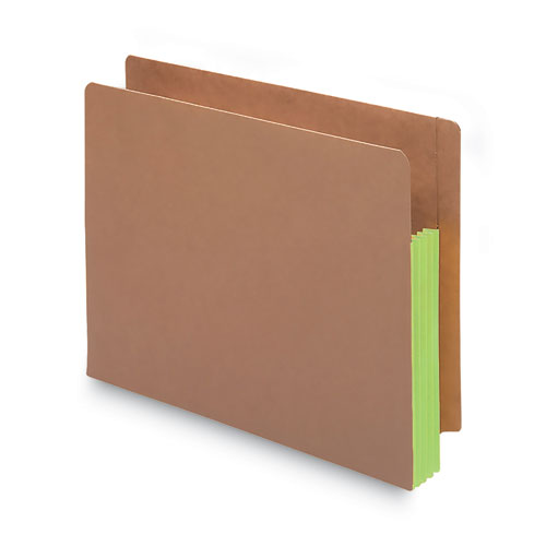 Picture of Redrope Drop-Front End Tab File Pockets, Fully Lined 6.5" High Gussets, 3.5" Expansion, Letter Size, Redrope/Green, 10/Box