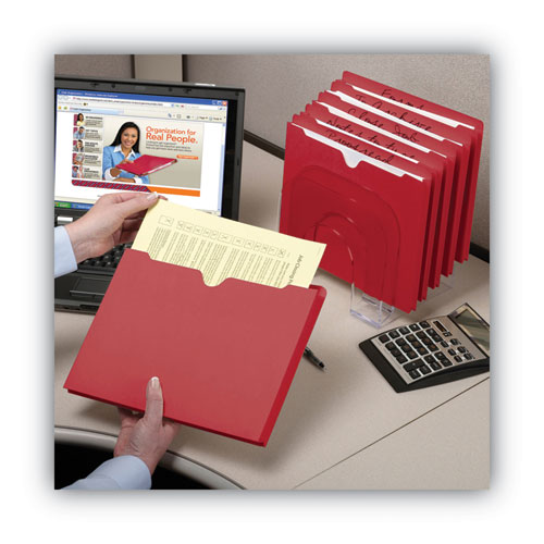 Picture of Colored File Jackets with Reinforced Double-Ply Tab, Straight Tab, Letter Size, Red, 50/Box