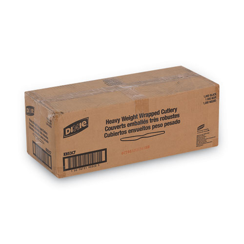 Picture of Individually Wrapped Heavyweight Knives, Polystyrene, Black, 1,000/Carton