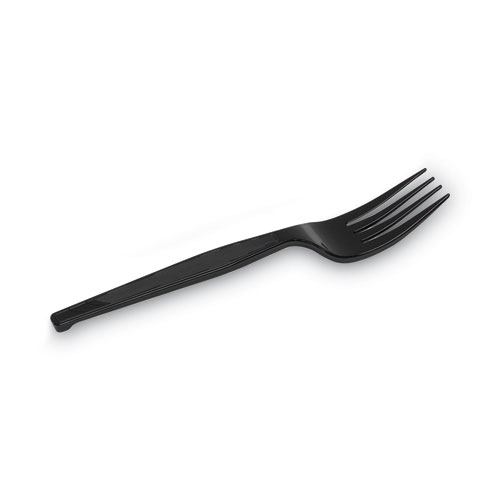 Picture of Plastic Cutlery, Heavy Mediumweight Forks, Black, 1,000/Carton