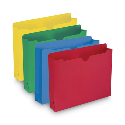 Picture of Colored File Jackets with Reinforced Double-Ply Tab, Straight Tab, Letter Size, Assorted Colors, 50/Box