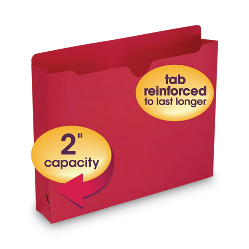 Picture of Colored File Jackets with Reinforced Double-Ply Tab, Straight Tab, Letter Size, Red, 50/Box