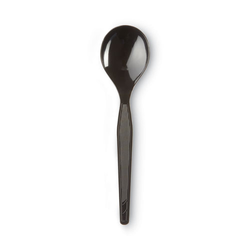 Picture of Plastic Cutlery, Heavyweight Soup Spoons, 5 3/4", Black, 1,000/Carton