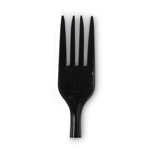 Picture of Individually Wrapped Heavyweight Forks, Polypropylene, Black, 1,000/Carton