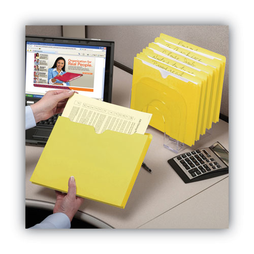 Picture of Colored File Jackets with Reinforced Double-Ply Tab, Straight Tab, Letter Size, Yellow, 50/Box