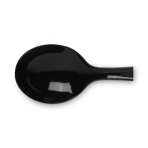 Picture of Plastic Cutlery, Heavyweight Soup Spoons, 5 3/4", Black, 1,000/Carton