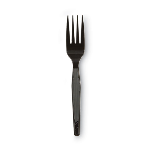 Picture of Plastic Cutlery, Heavy Mediumweight Forks, Black, 1,000/Carton