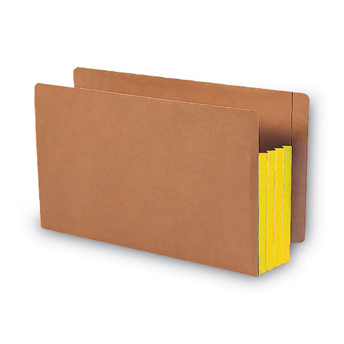 Picture of Redrope Drop-Front End Tab File Pockets, Fully Lined 6.5" High Gussets, 3.5" Expansion, Legal Size, Redrope/Yellow, 10/Box