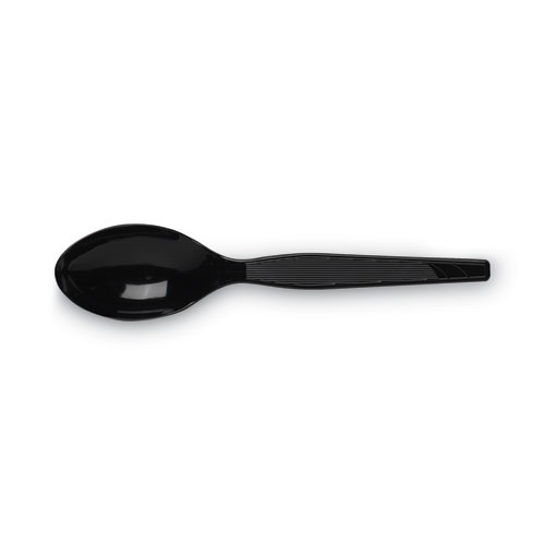 Picture of Plastic Cutlery, Heavy Mediumweight Teaspoons, Black, 1,000/Carton