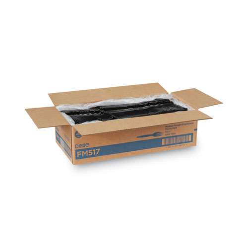 Picture of Plastic Cutlery, Heavy Mediumweight Forks, Black, 1,000/Carton