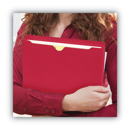 Picture of Colored File Jackets with Reinforced Double-Ply Tab, Straight Tab, Letter Size, Red, 50/Box