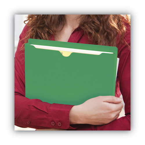 Picture of Colored File Jackets with Reinforced Double-Ply Tab, Straight Tab, Letter Size, Green, 50/Box