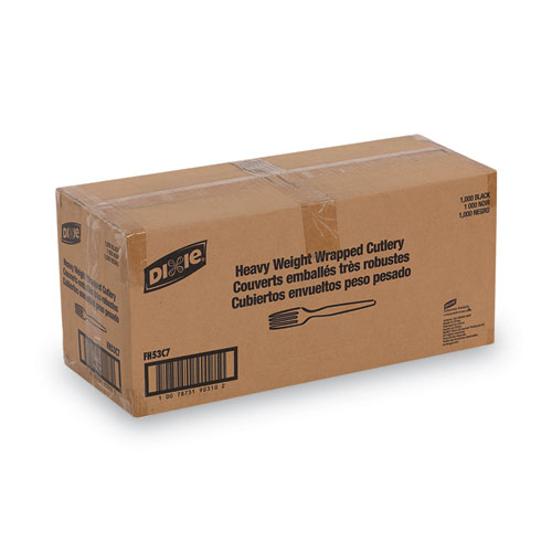 Picture of Individually Wrapped Heavyweight Forks, Polystyrene, Black, 1,000/Carton