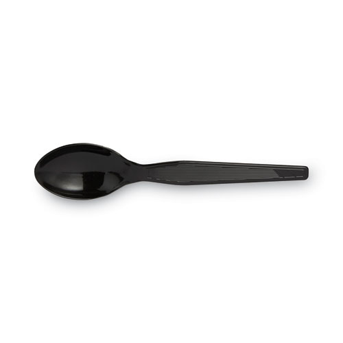 Picture of Plastic Cutlery, Heavyweight Teaspoons, Black, 1,000/Carton