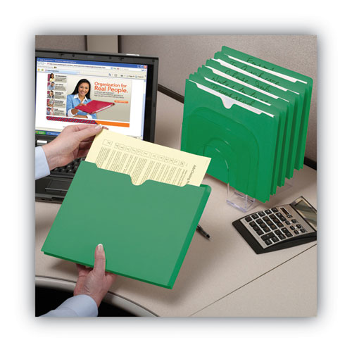 Picture of Colored File Jackets with Reinforced Double-Ply Tab, Straight Tab, Letter Size, Green, 50/Box