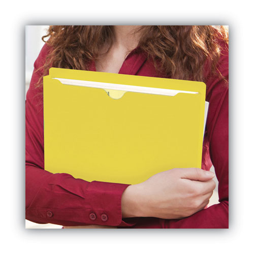 Picture of Colored File Jackets with Reinforced Double-Ply Tab, Straight Tab, Letter Size, Yellow, 50/Box