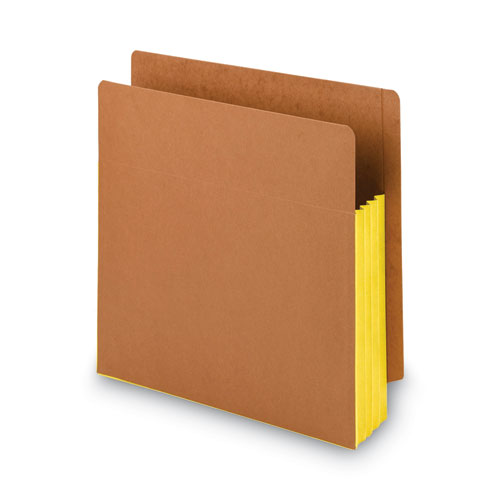 Picture of Redrope Drop-Front End Tab File Pockets, Fully Lined 6.5" High Gussets, 3.5" Expansion, Letter Size, Redrope/Yellow, 10/Box