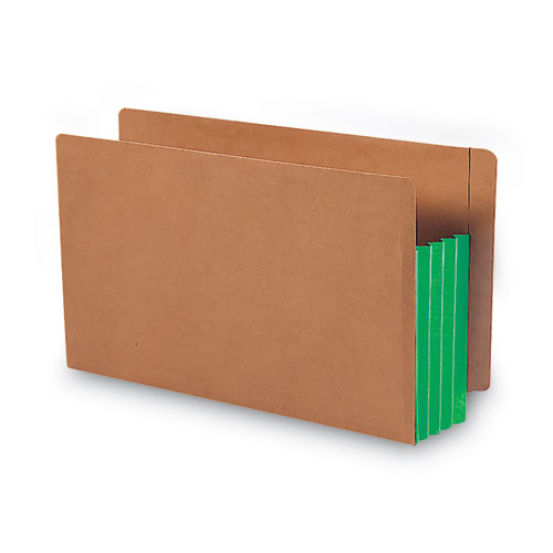 Picture of Redrope Drop-Front End Tab File Pockets, Fully Lined 6.5" High Gussets, 3.5" Expansion, Legal Size, Redrope/Green, 10/Box