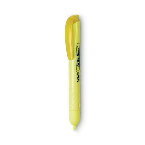 Picture of Brite Liner Retractable Highlighter, Fluorescent Yellow Ink, Chisel Tip, Yellow/Black Barrel, Dozen