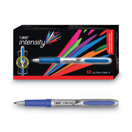 Picture of Intensity Ultra Fine Tip Permanent Marker, Extra-Fine Needle Tip, Deep Sea Blue, Dozen